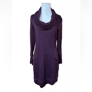 MERRELL Indira Dress Cowl Neck Double Knit Ponte Long Sleeve Print Size Small